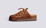 Sneaker 75 | Womens Mules in Ginger Burnished Nubuck | Grenson - Side View