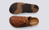 Sneaker 75 | Womens Mules in Ginger Burnished Nubuck | Grenson - Top and Sole View