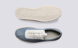 Sneaker 1 | Mens Sneakers in Light Blue Suede  | Grenson - Top and Sole View