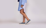 Sneaker 1 | Womens Sneakers in Light Blue Suede  | Grenson - Lifestyle View 2