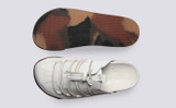 Sneaker 75 | Womens Mules in White Calf Leather | Grenson - Top and Sole View
