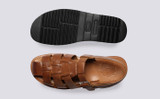 Quincy | Mens Sandals in Ginger Burnished Nubuck | Grenson - Top and Sole View