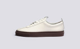 Sneaker 1 | Womens Sneakers in White Rubberised Leather | Grenson - Side View