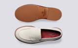 Susie | Womens Loafers in White Nappa Leather | Grenson  - Top and Sole View