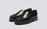 Lynn | Womens Loafers in Black Rub Off Leather | Grenson - Main View