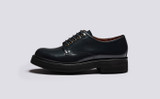 Carol | Womens Derby Shoes in Navy Gloss Leather | Grenson - Side View
