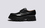 Evie | Womens Derby Shoes in Black Leather | Grenson - Side View
