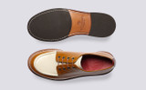 Caitlyn | Womens Derby Shoes in Tan Gloss Leather | Grenson - Top and Sole View