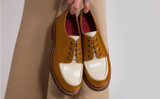 Caitlyn | Womens Derby Shoes in Tan Gloss Leather | Grenson - Lifestyle View