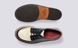 Caitlyn | Womens Derby Shoes in Navy Gloss Leather | Grenson - Top and Sole View
