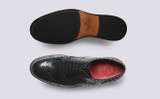 Anderson | Mens Brogues in Black Leather  | Grenson - Top and Sole View
