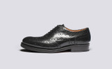 Anderson | Mens Brogues in Black Leather  | Grenson - Side View