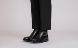 Nelson | Mens Brogue Boots in Black Leather  | Grenson - Lifestyle View