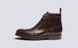 Nelson | Mens Brogue Boots in Brown Leather  | Grenson - Side View