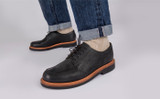 Mac | Mens Derby Shoes in Black Nubuck | Grenson - Lifestyle View