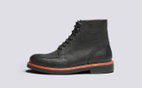 Donald | Mens Derby Boots in Black Nubuck | Grenson - Side View