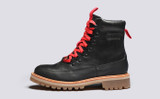 Reid | Mens Hiker Boots in Black Leather | Grenson - Side View