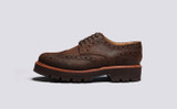 Archie | Mens Brogues in Brown Waxy Leather  | Grenson - Side View