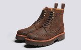 Fred | Mens Brogue Boots in Brown Waxy Leather  | Grenson - Main View