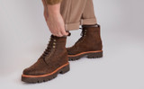 Fred | Mens Brogue Boots in Brown Waxy Leather  | Grenson - Lifestyle View