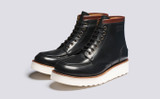 Asa | Mens Derby Boots in Black Leather | Grenson - Main View