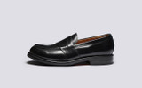 Ernie | Mens Loafers in Black Leather | Grenson - Side View