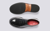 Eric | Mens Derby Shoes in Black Leather | Grenson - Top and Sole View