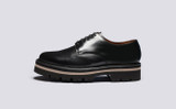 Curt | Mens Derby Shoes in Black Leather | Grenson - Side View