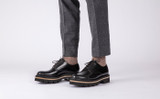 Curt | Mens Derby Shoes in Black Leather | Grenson - Lifestyle View