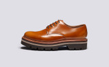 Curt | Mens Derby Shoes in Amber Hi Shine Leather | Grenson - Side View