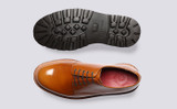 Curt | Mens Derby Shoes in Amber Hi Shine Leather | Grenson - Top and Sole View
