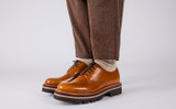 Curt | Mens Derby Shoes in Amber Hi Shine Leather | Grenson - Lifestyle View