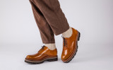 Curt | Mens Derby Shoes in Amber Hi Shine Leather | Grenson - Lifestyle View 2