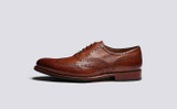 Dylan | Mens Brogues in Tan Handpainted Leather | Grenson - Side View