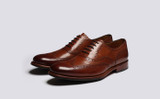 Dylan | Mens Brogues in Tan Handpainted Leather | Grenson - Main View
