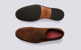 Dylan | Mens Brogues in Brown Toffee Suede | Grenson - Top and Sole View