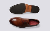 Gardner | Mens Derby Shoes in Tan Leather | Grenson - Top and Sole View