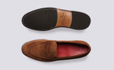 Lloyd | Mens Loafers in Brown Suede | Grenson - Top and Sole View