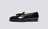 Merle | Mens Loafers in Black Leather | Grenson - Side View