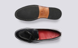 Merle | Mens Loafers in Black Leather | Grenson - Top and Sole View