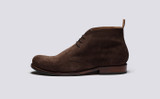 Chester | Mens Chukka Boots in Dark Brown Suede | Grenson - Side View