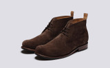 Chester | Mens Chukka Boots in Dark Brown Suede | Grenson - Main View