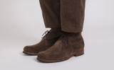 Chester | Mens Chukka Boots in Dark Brown Suede | Grenson - Lifestyle View