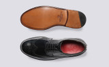 Sid | Mens Brogues in Black Hi Shine Leather | Grenson - Top and Sole View