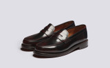Jago | Mens Loafers in Burgundy Hi Shine Leather | Grenson - Main View