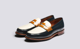 Jago | Mens Loafers in Navy Gloss Multi Leather | Grenson - Main View