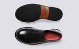 Darryl | Mens Derby Shoes in Black Leather | Grenson - Top and Sole View