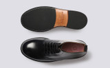 Dudley | Mens Derby Boots in Black Leather | Grenson - Top and Sole View