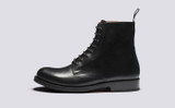 Dudley | Mens Derby Boots in Black Leather | Grenson - Side View