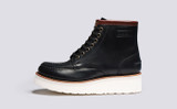 Anya | Womens Derby Boots in Black Leather | Grenson - Side View